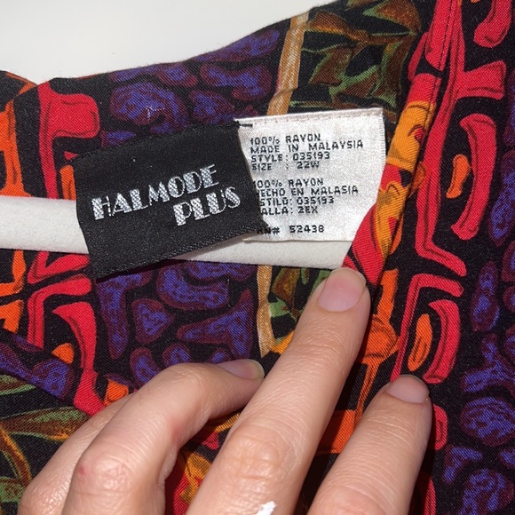 Vibrant gorgeous vintage wrap around maxi dress multicolor tropical tribal print - Picture 10 of 10